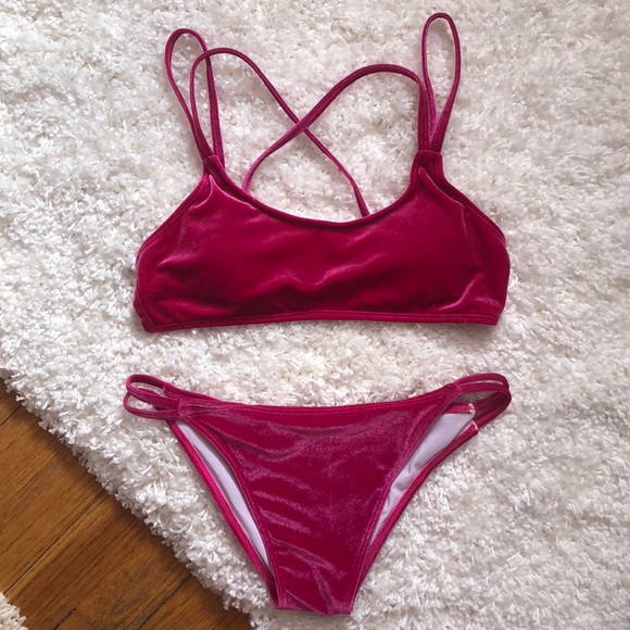 Zaful Other - Zaful Pink Velvet Bikini